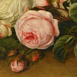 Tableau peinture du xixe "bouquet de roses"