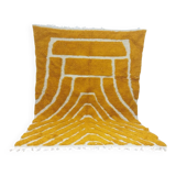 Large Moroccan Berber rug in mustard yellow and ecru, 293 x 200 cm.