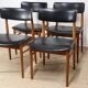 Set of 4 Scandinavian teak and leatherette chairs, 1960