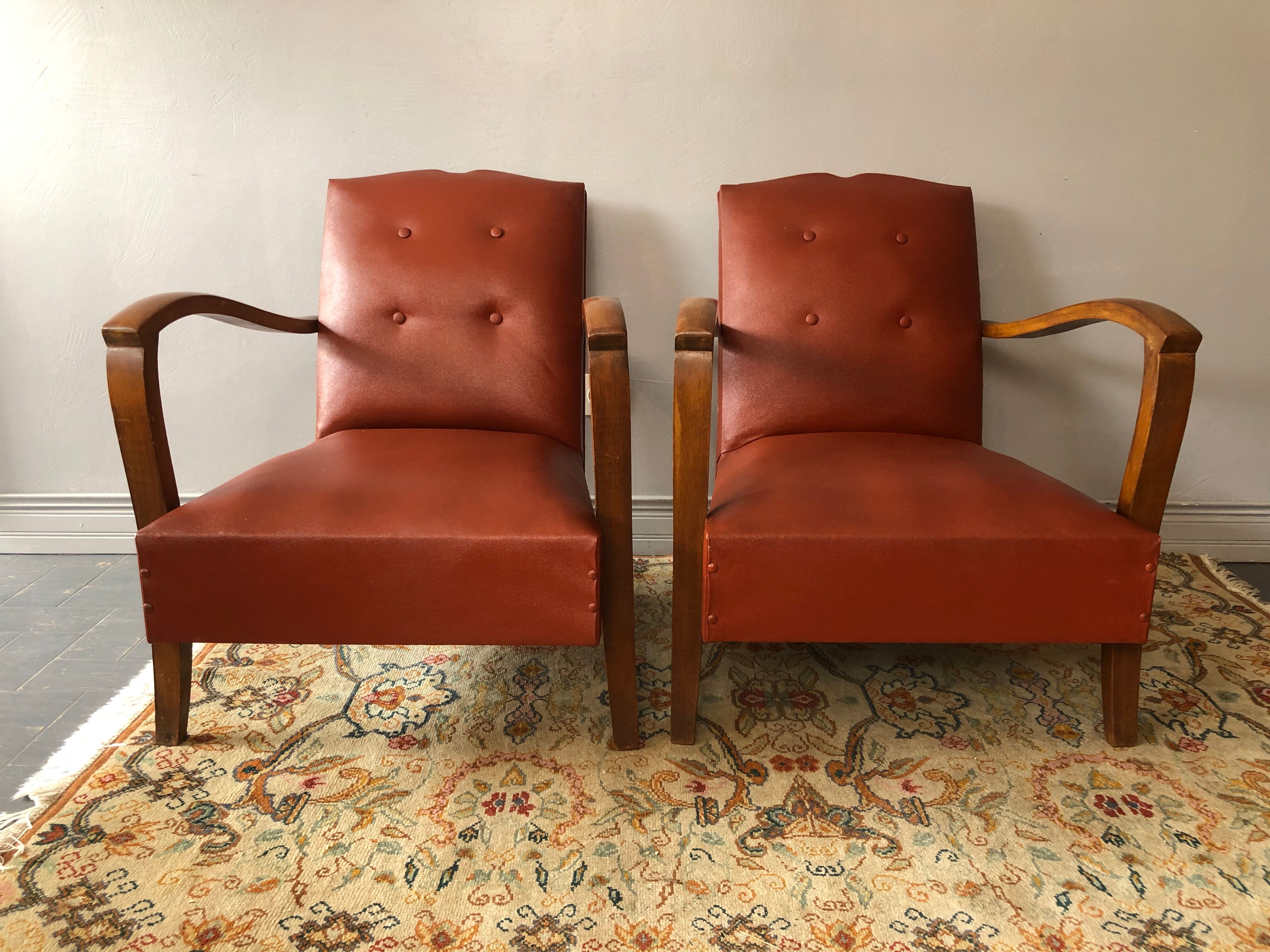 Pair of club armchairs 40s