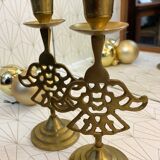 Lot 2 golden candle holders