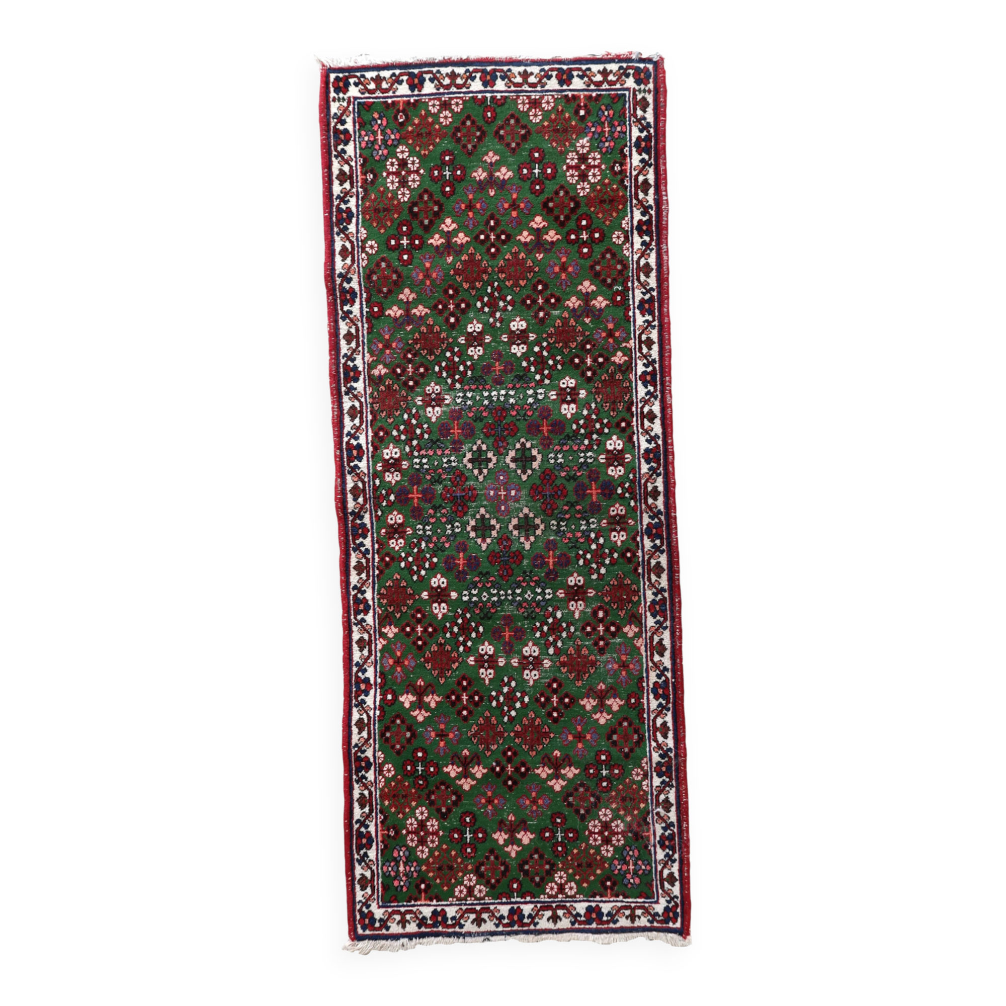 Handmade antique Persian Joshagan runner 1.8' x 4.8' (57cm x 149cm) 1930s