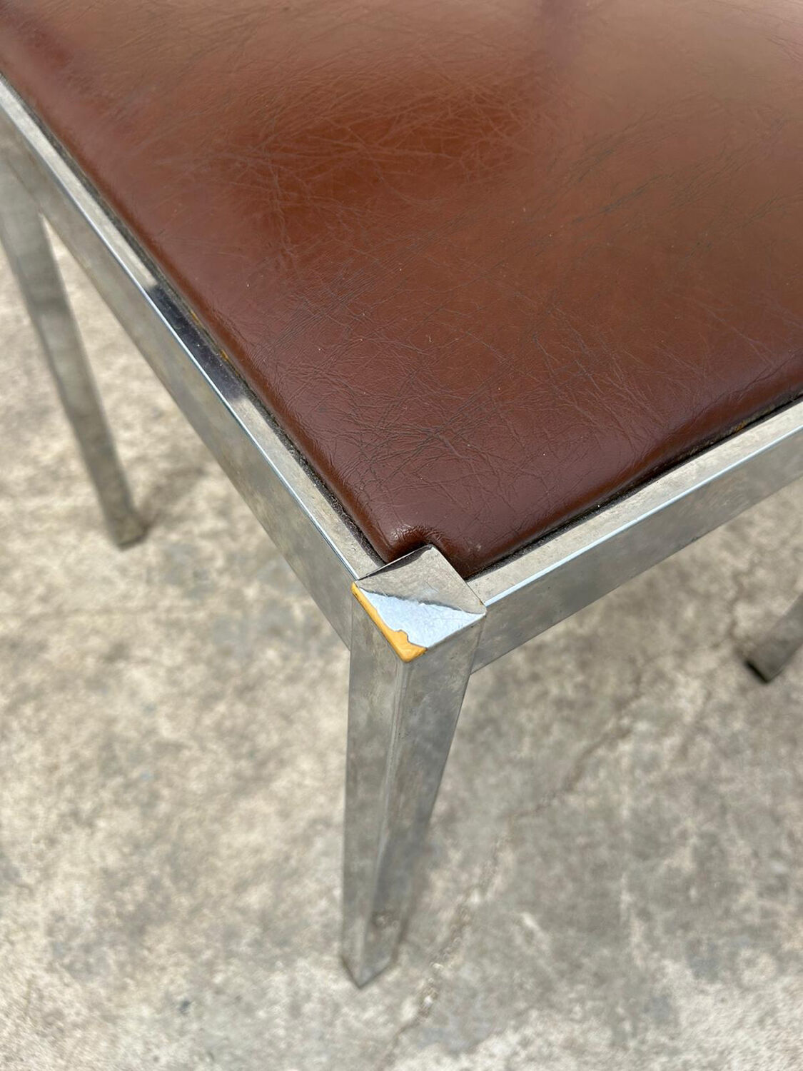 4 vintage leather/iron chairs