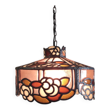 Suspension style Tiffany en verre et plomb - mid. XXeme