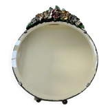 miroir de table vintage décor fleurs bois peint