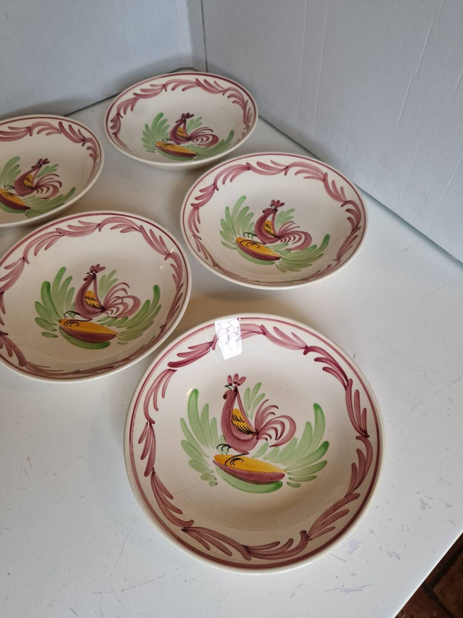 6 assiettes creuses coq Émile Tessier Malicorne