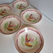 6 assiettes creuses coq Émile Tessier Malicorne