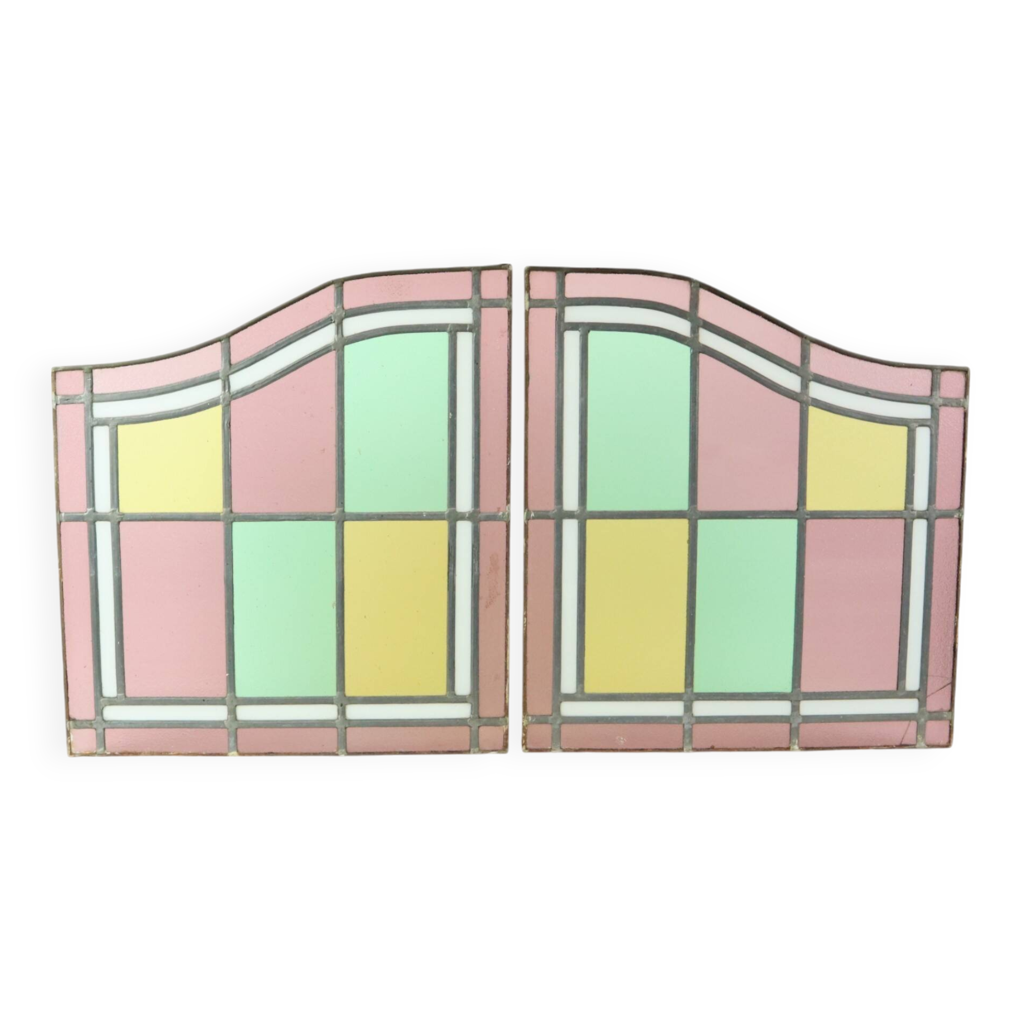 Vintage Stained Glass Window Stained Glass Set of 2 Classic Style 92x50cm