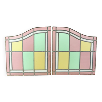 Vintage Stained Glass Window Stained Glass Set of 2 Classic Style 92x50cm