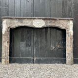 Fireplace Louis XV In Marble Of Waulsort, Levanto And White Statuary, XVIIIth Century