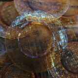 Textured Amber Glass Dessert Plates