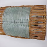 Glass and rattan sconce