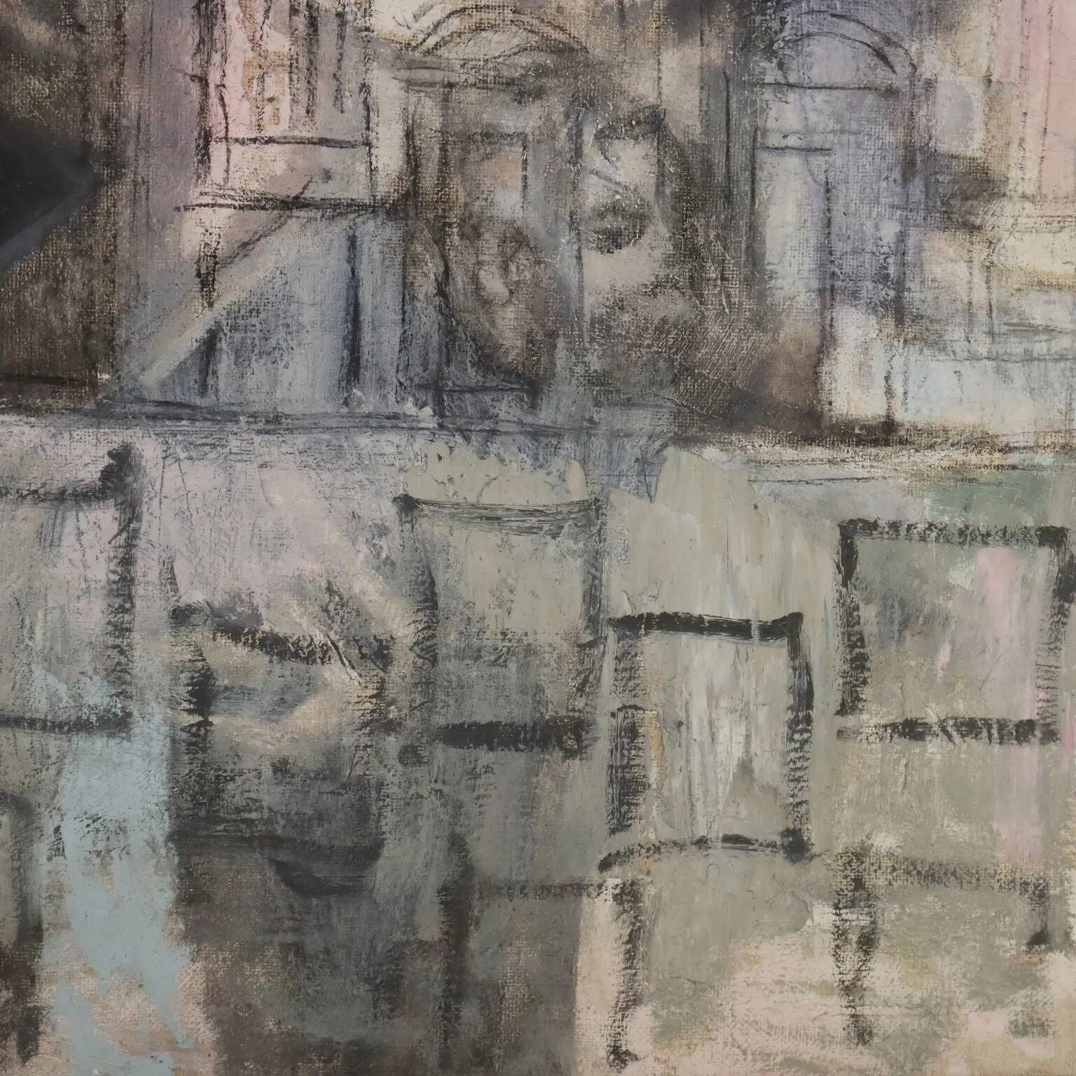 Contemporary painting signed Attilio Rossi, oil on canvas, 1980s.
