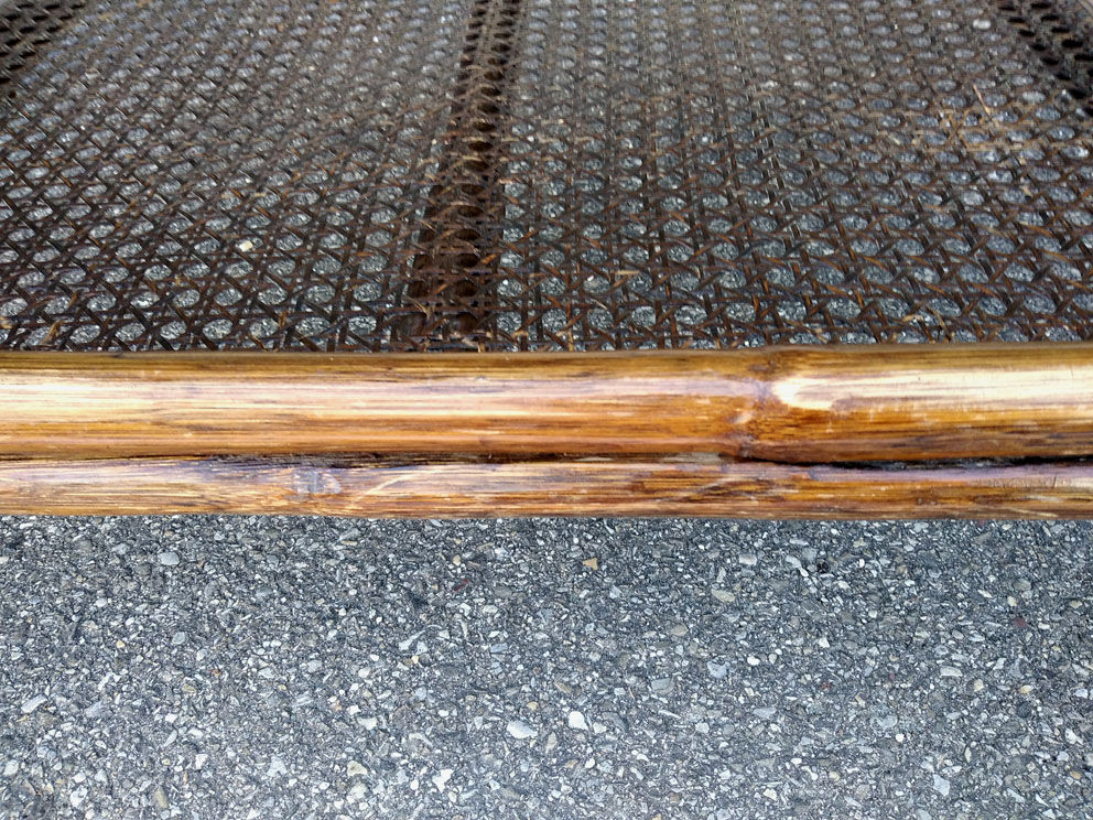 Bamboo coffee table canage and smoked glass