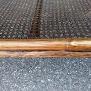 Bamboo coffee table canage and smoked glass