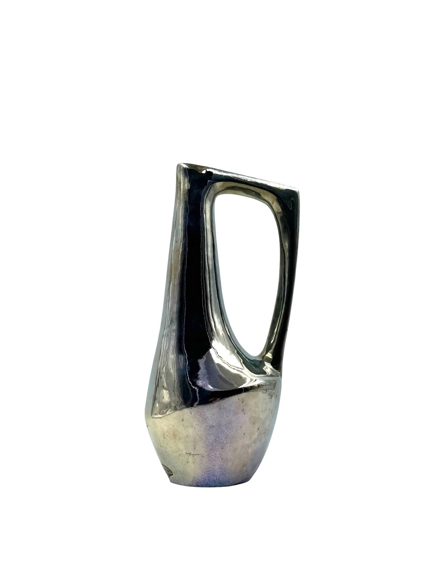 A. Cytère, modern iridescent gres vase, Rambervillers France 1950s