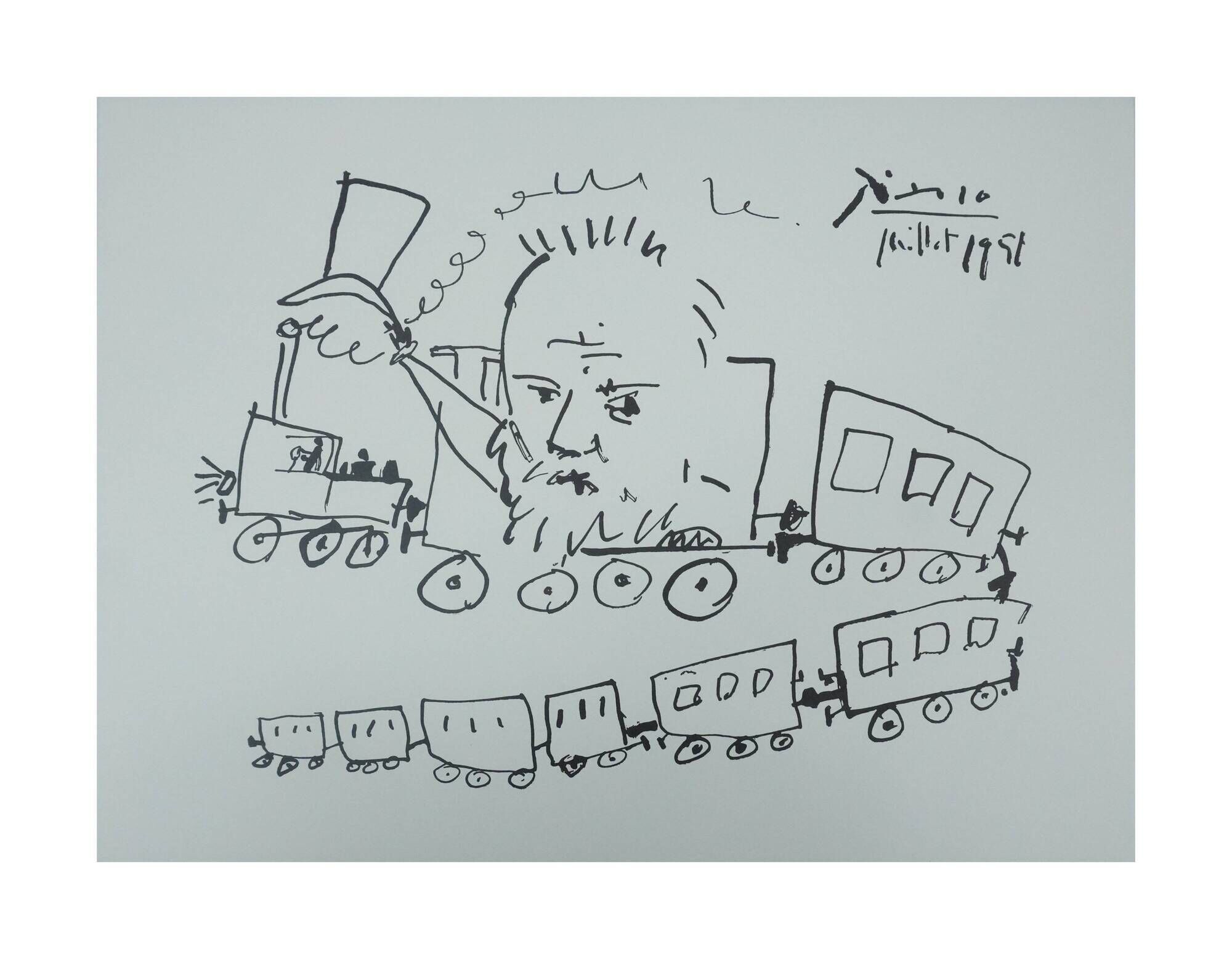 Pablo picasso: the train journey, signed quadrichromy