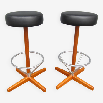 Pair of Scandinavian bar stools AB Bröderna Johansons Fåtöljindustri