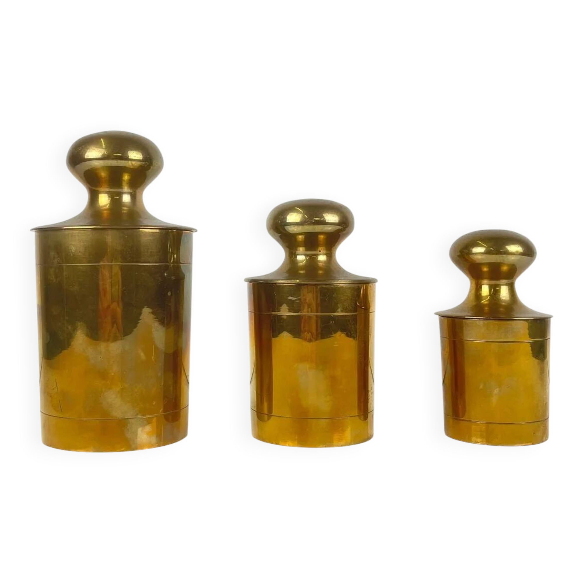 Set of 3 vintage brass boxes, 1960s-1970s