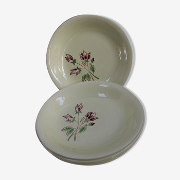 Set of 5 Hollow Earthenware Plates by Salins Rose Éric