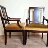 Pair of Louis XVI style mahogany office armchairs