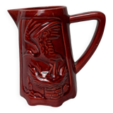Saint Clement red earthenware pitcher with stork decoration circa 1940