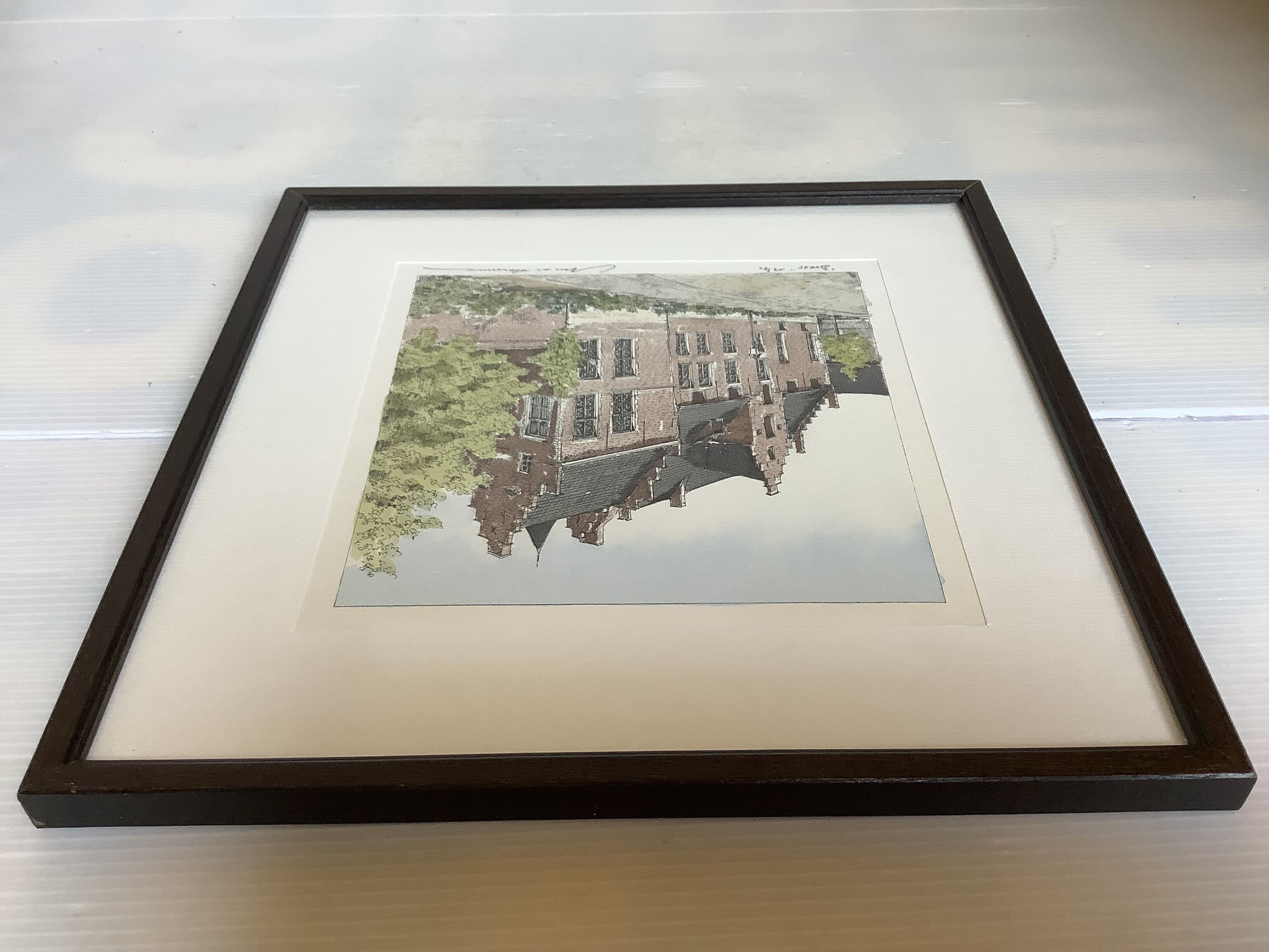 Tableau lithographie maisons typiques signée et numérotée