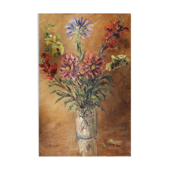 Painting of wildflowers signed Rossi