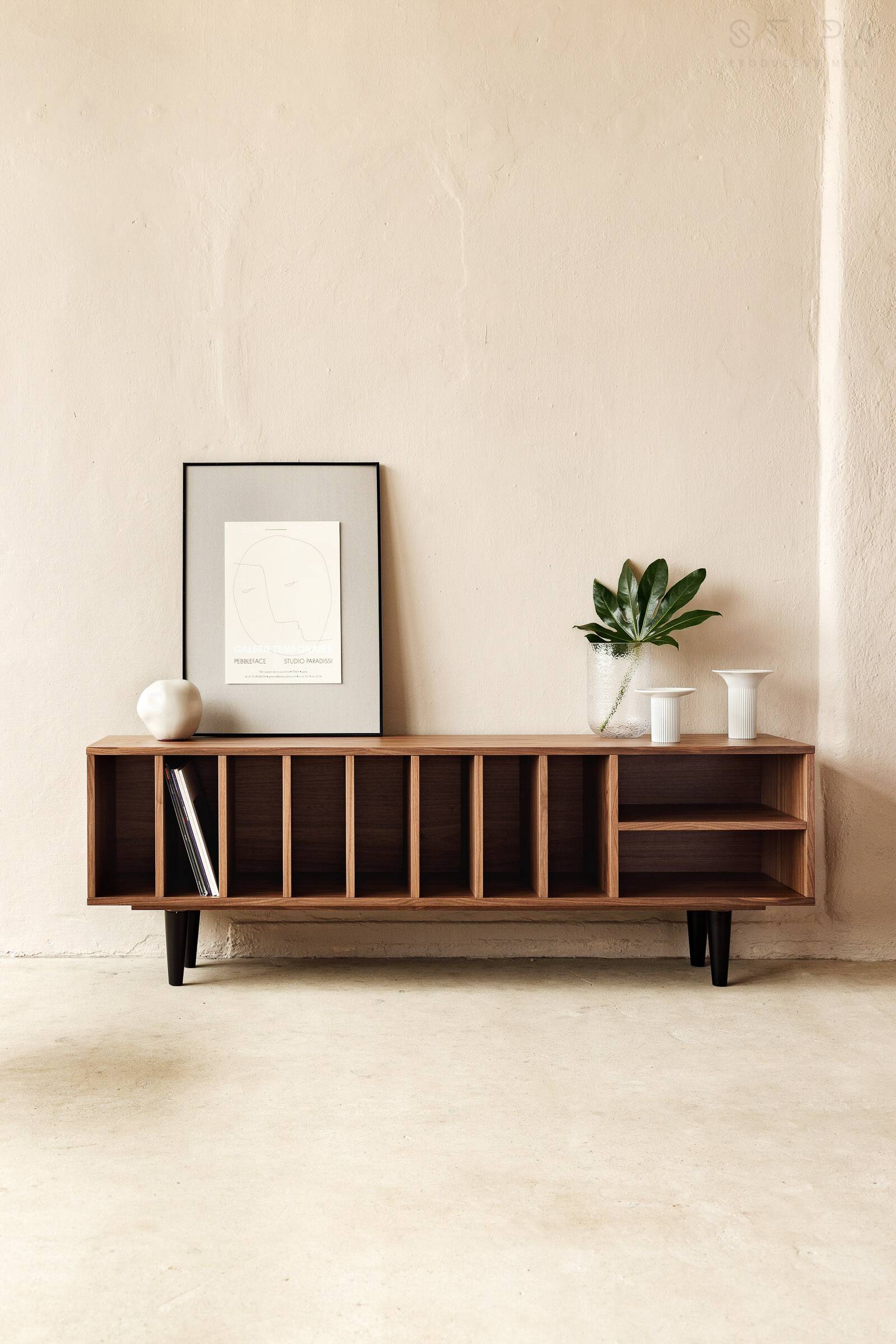 Vinyl Record Storage Cabinet Walnut "Silene"