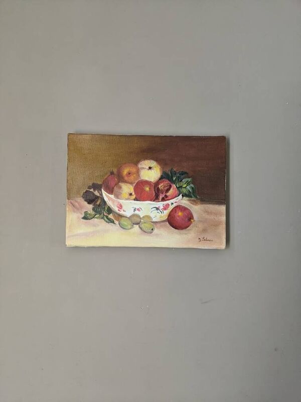 Tableau huile sur toile nature morte contemporaine décoration campagne