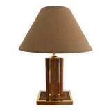 Vintage lamp in leather and gold metal