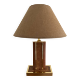 Vintage lamp in leather and gold metal