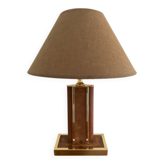 Vintage lamp in leather and gold metal