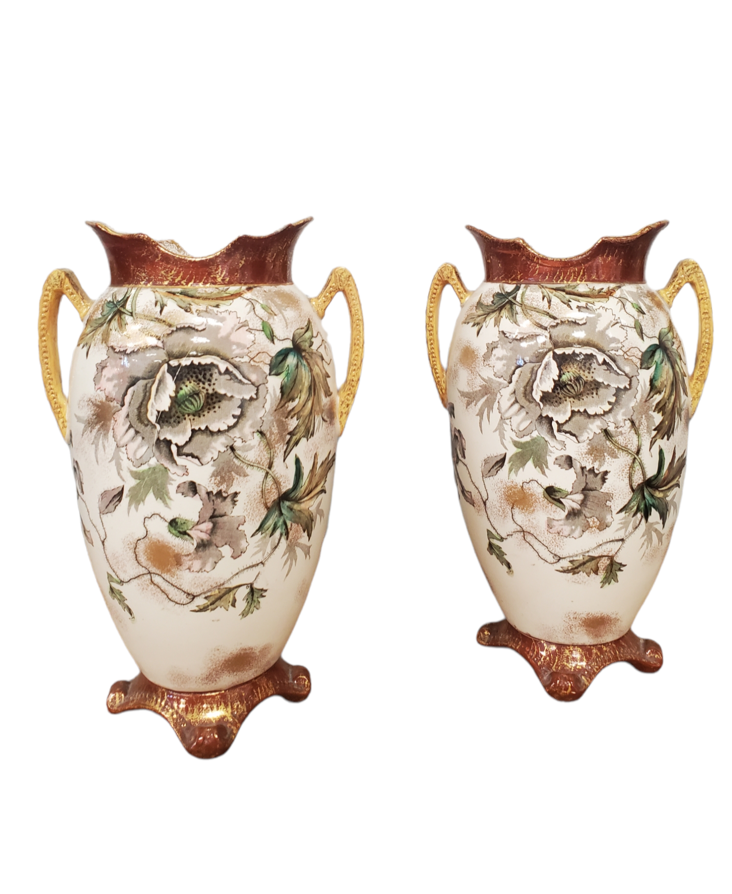 Pair of Satsuma ceramic vases