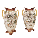 Pair of Satsuma ceramic vases