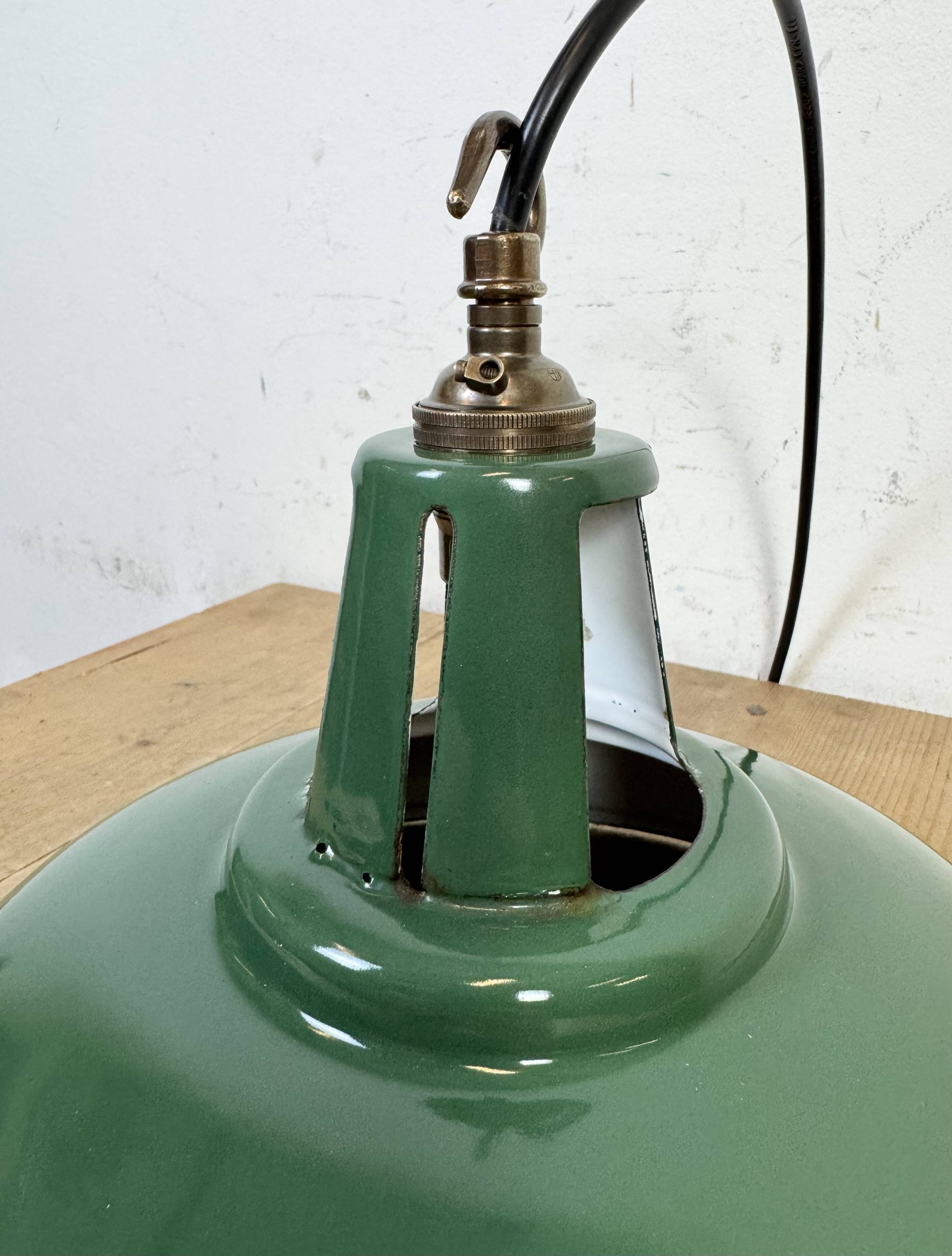Industrial Green Enamel Factory Pendant Lamp, 1960s