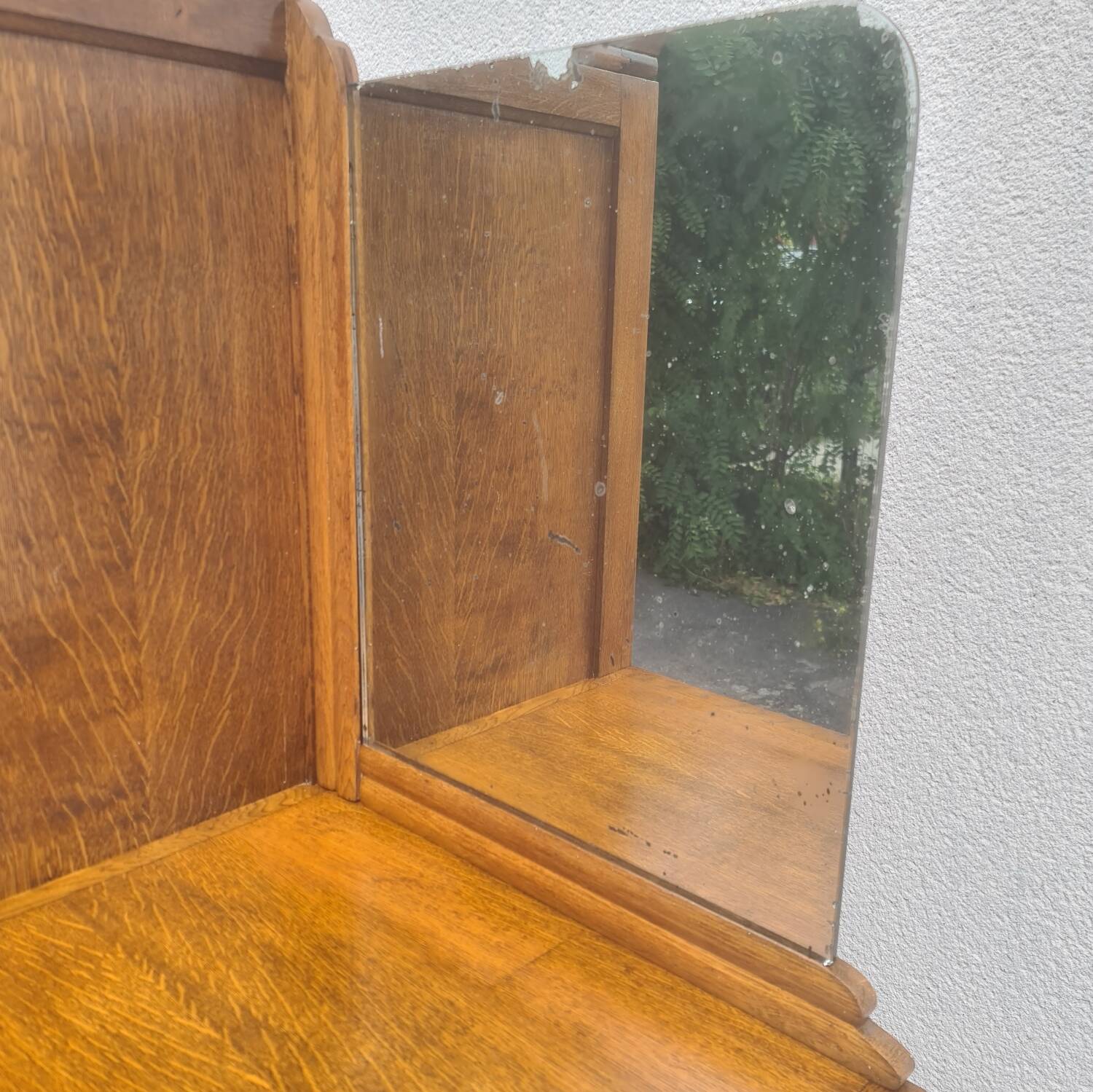 Asymmetrical storage unit Dresser wardrobe with vintage mirror 1950