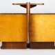 Restored Art Deco Nightstands with Black Glass Tops, 1950s, Set of 2