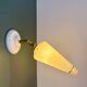 Vintage tulip wall lamp in white opaline with gold trim