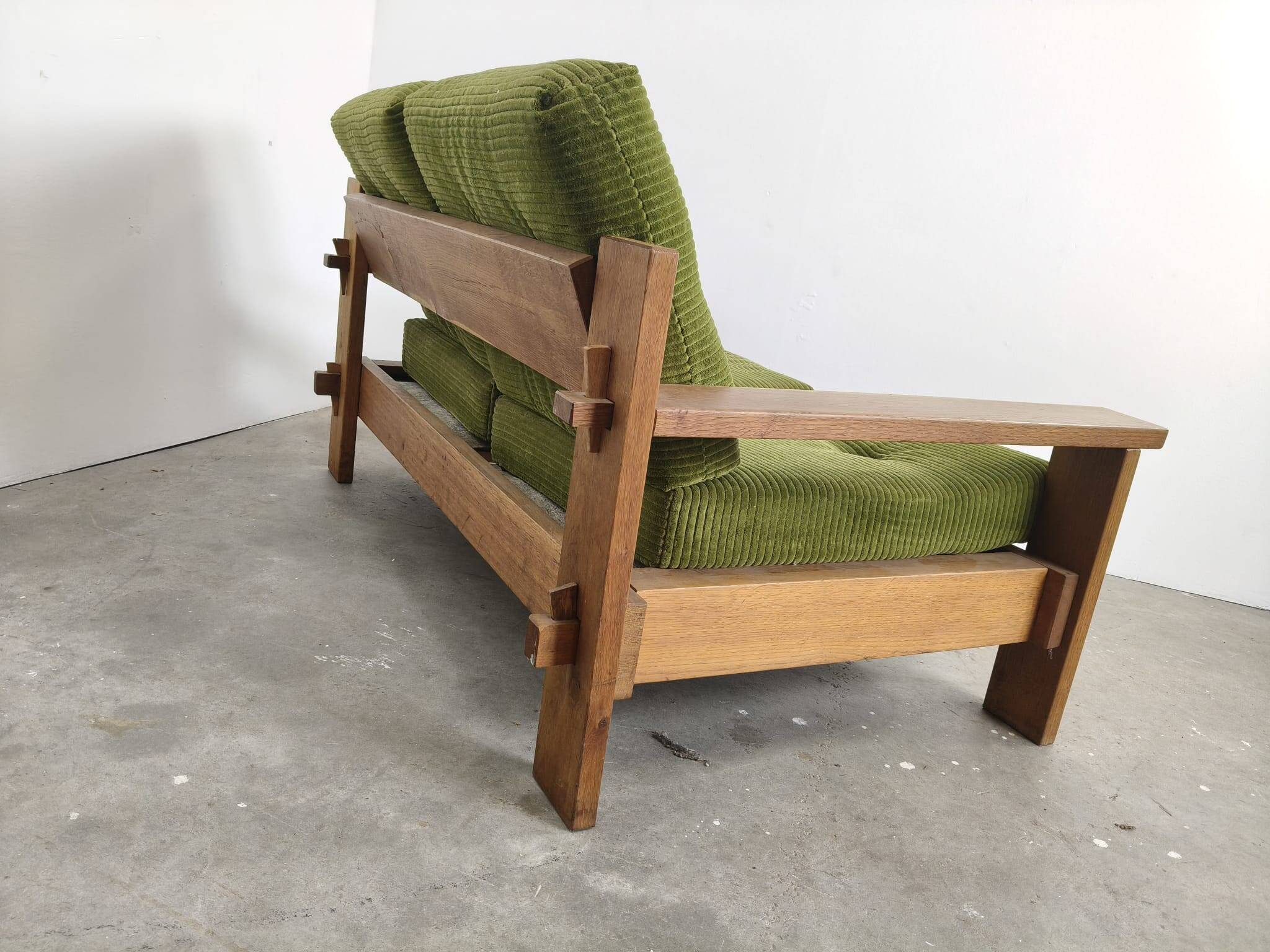 Brutalist oak sofa