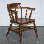 Edwardian Oak Captain's Chair for Smokers, 1900s