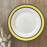 Yellow & black dessert plates Henriot Quimper
