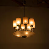 Art deco chrome plated chandelier