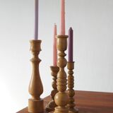 Scandinavian Wooden Candleholders, Set of 4