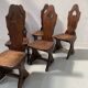 Set of six natural wood chairs "Brutalist art" 20th century
