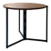 Modernist round folding dining table in wood and metal.