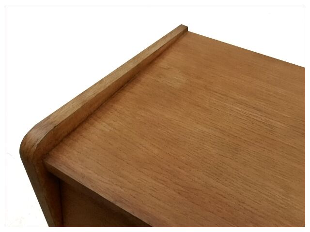 Commode vintage bois clair doré pieds compas