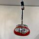 Vintage Murano glass pendant light with orange accent.