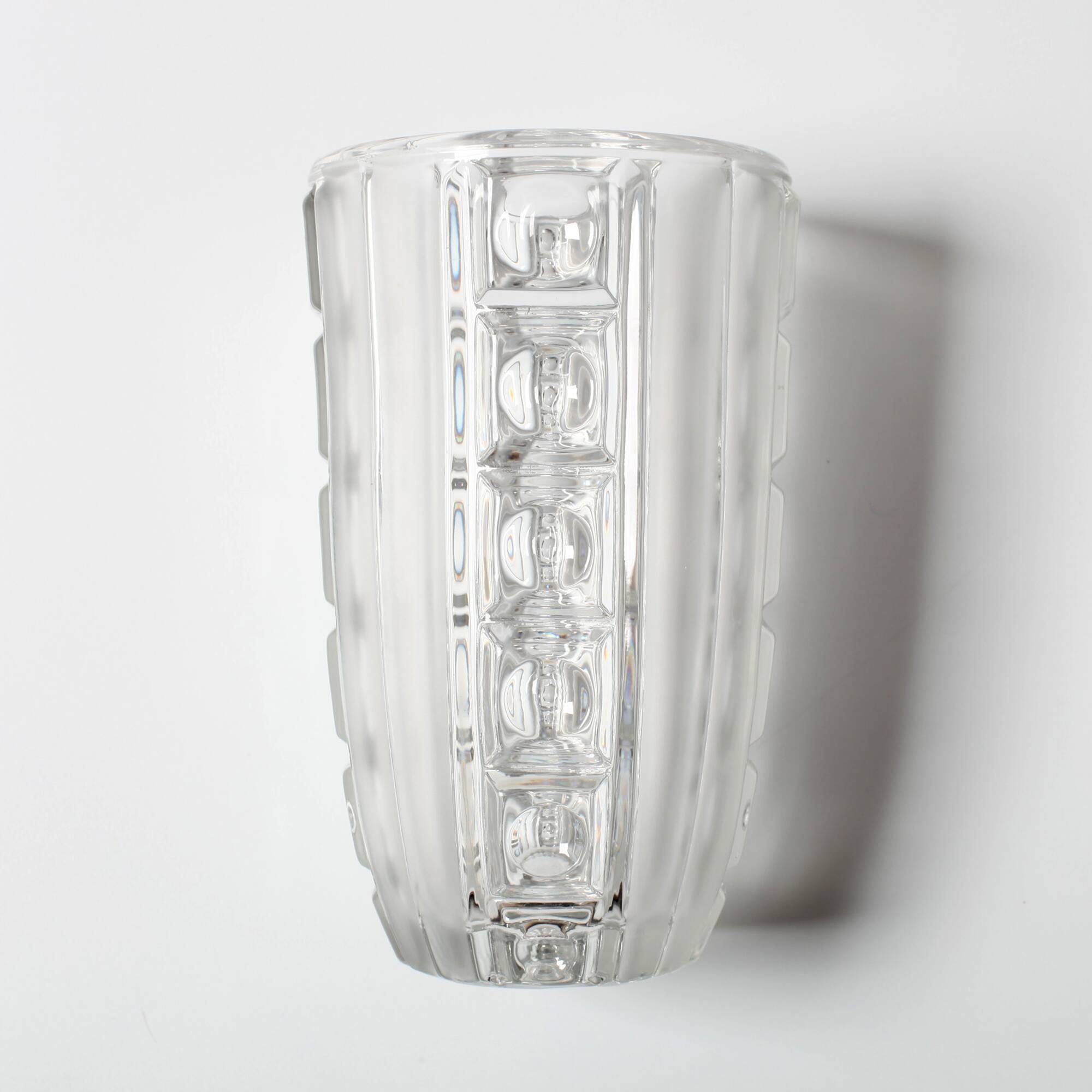 Vintage Clear Pressed Glass Vase / Bohemia Glass / 1950s