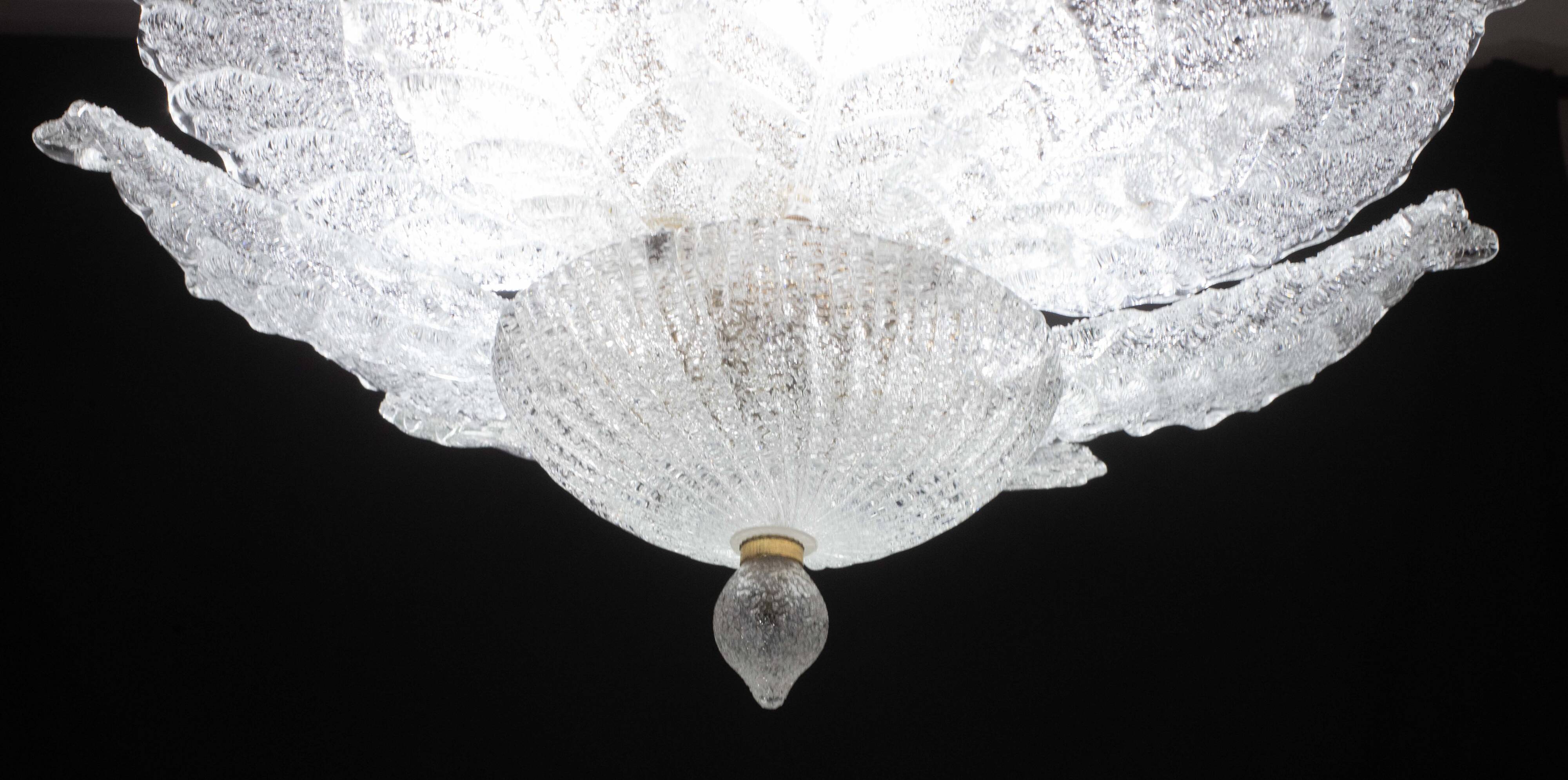 Ischia, Murano Clear trasparent Vintage Glass Ceiling Light, 1970s